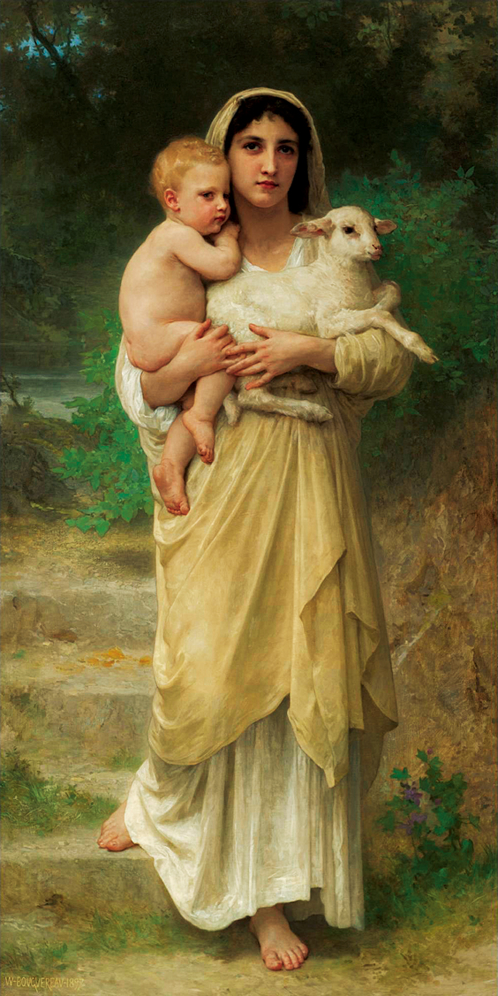 阿道夫·布格罗 Adolphe Bouguereau —— 怀抱羔羊 (2)